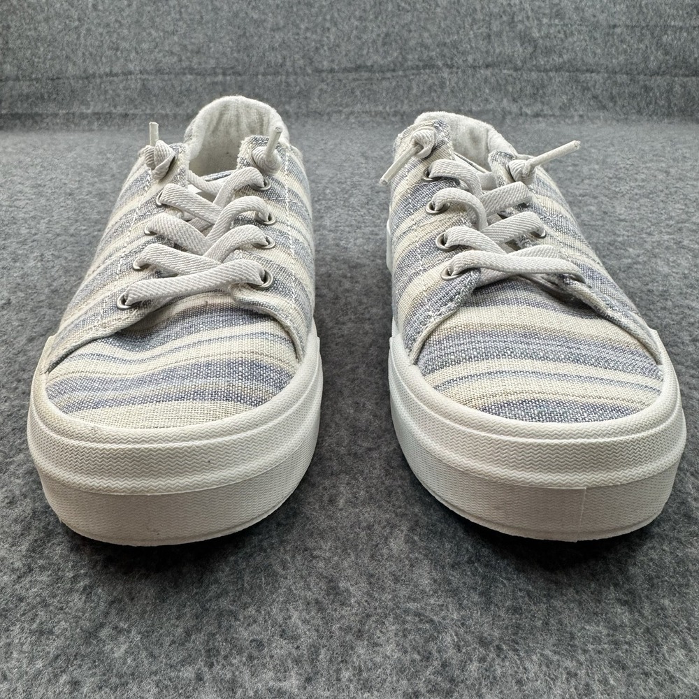 Roxy Summer Sky Canvas Sneaker Ivory/blue Stripe Women 7 Skater Girl Sporty NWOT - Picture 3 of 8